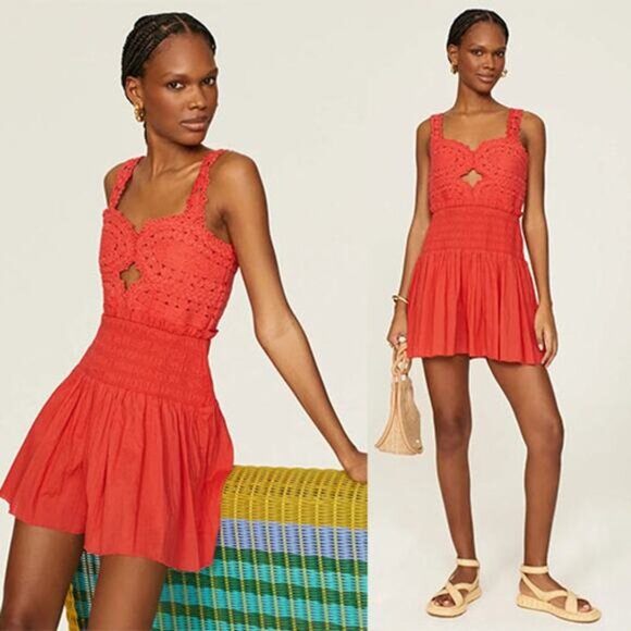 NEW Sea New York Camila Pleating Sleeveless Romper Women's Red Size: 0 - Picture 9 of 9